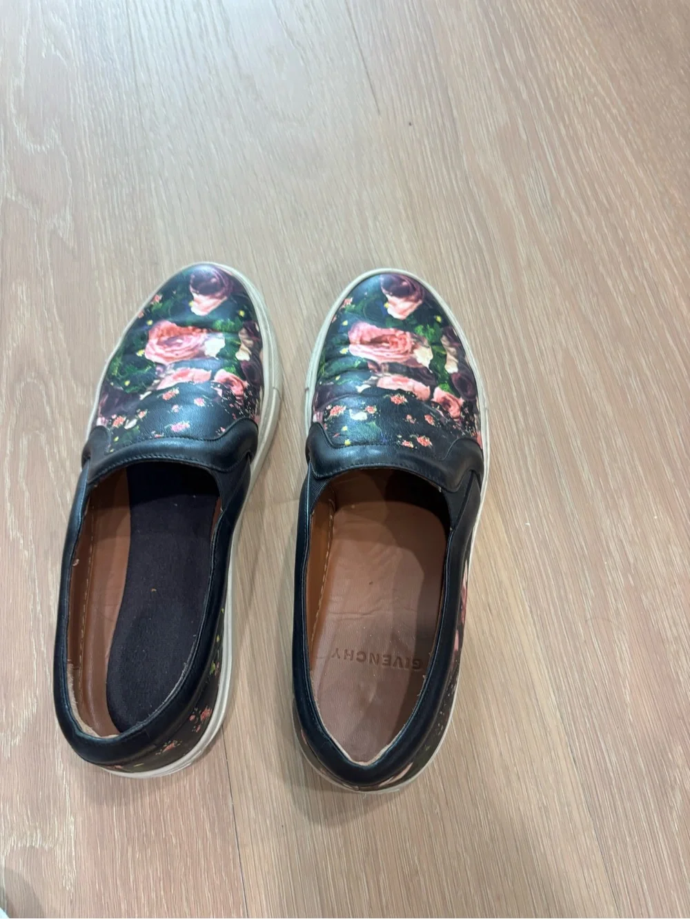 Givenchy Black Floral Slip-On Loafers